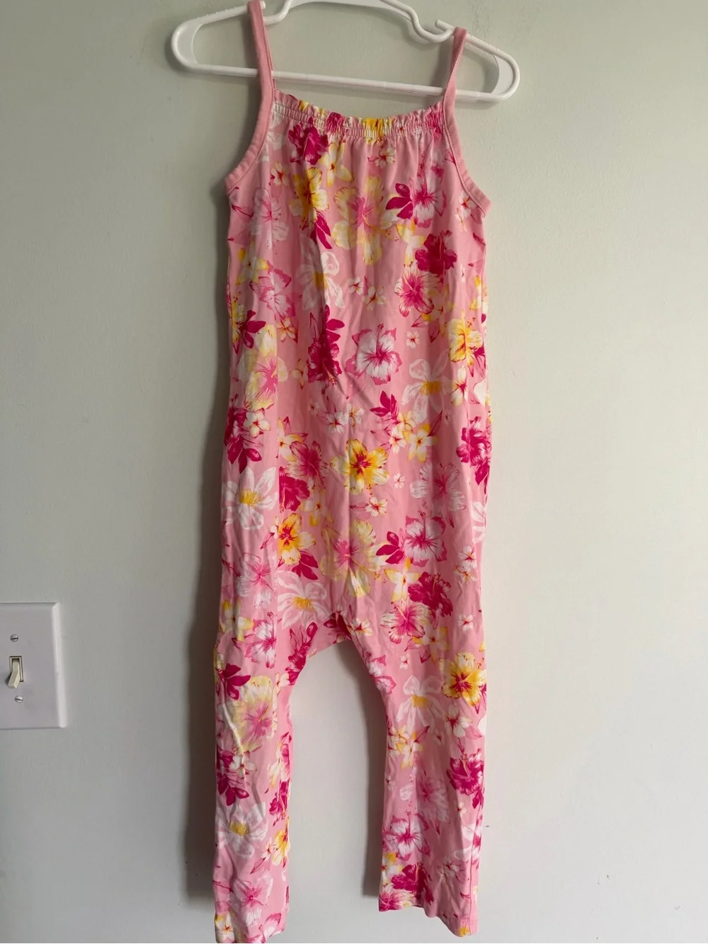 H&M Girls' Pink Hawaiian Floral One-Piece Jumpsuit
